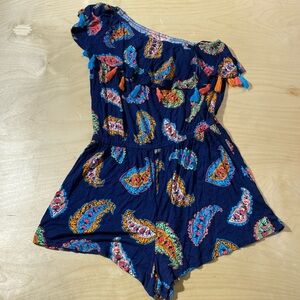 Red Camel Blue One-Shoulder Romper Medium (MK)